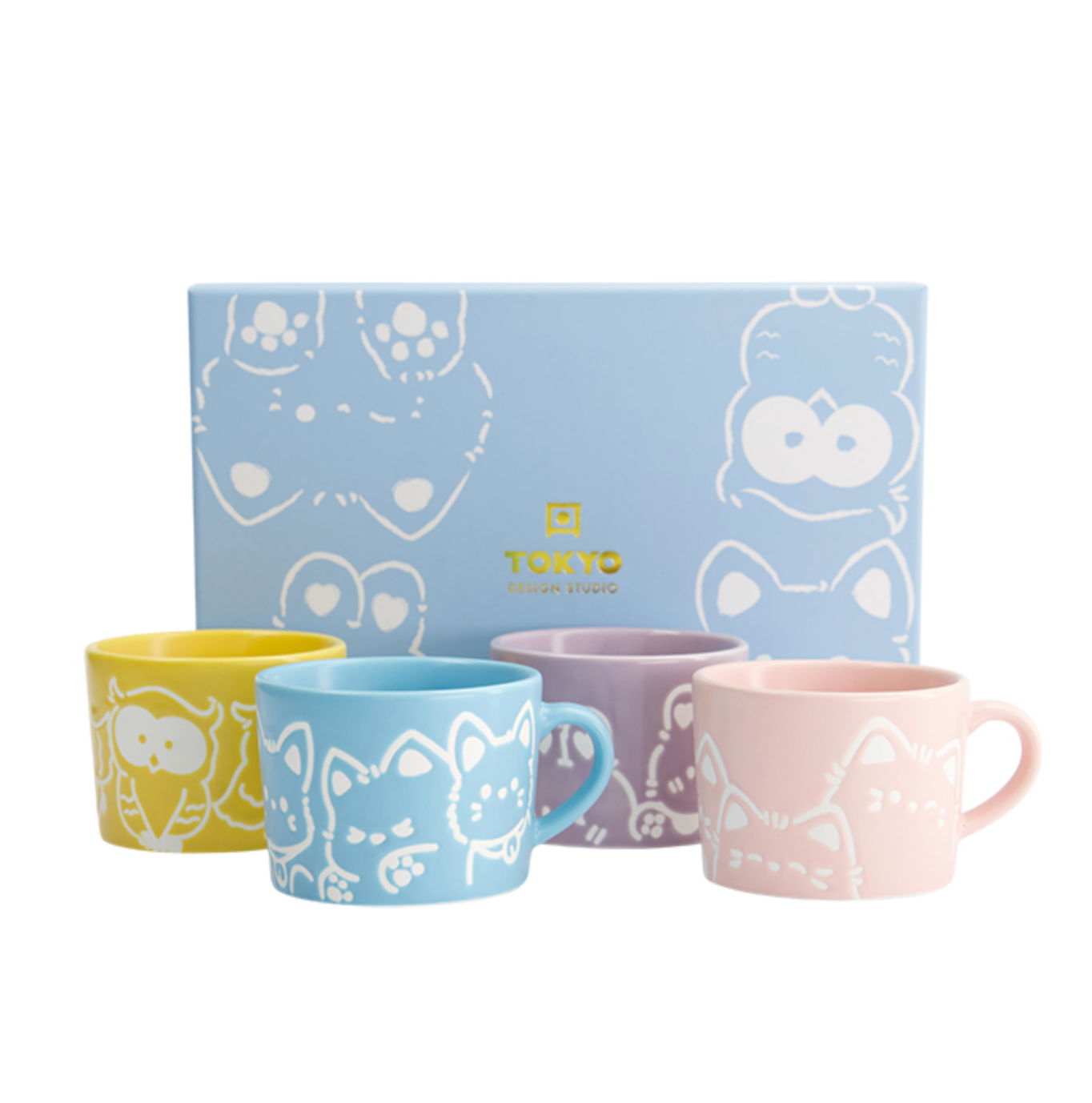 Coffret cadeau tasse animaux Kawaii 4 pièces