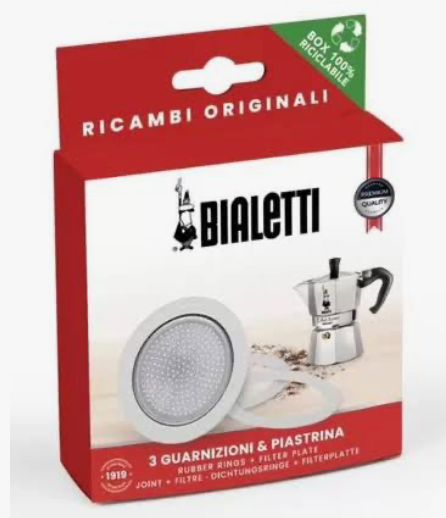 Moka Express Bialetti 3x Gummiring + filtre supérieur 1T