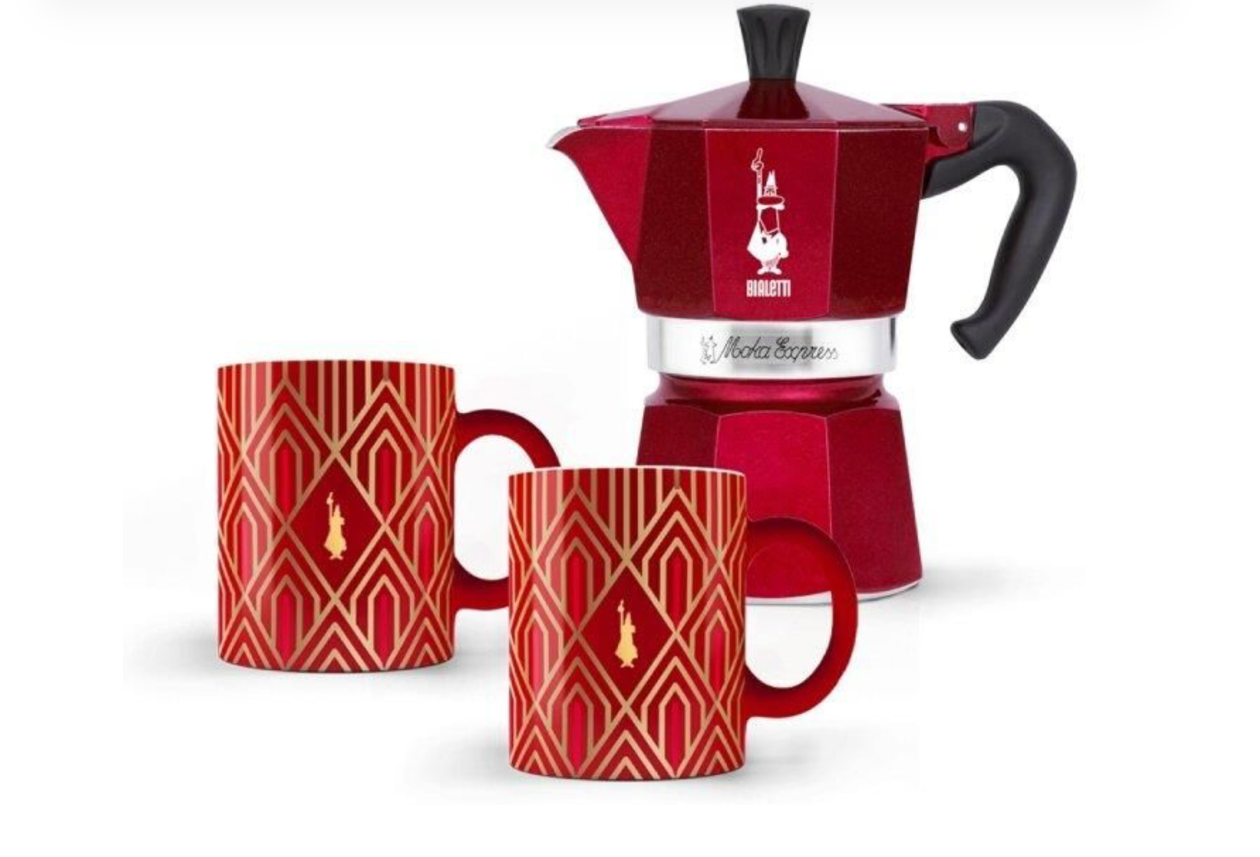 Deco Glamour moka express 6t +2 mugs 33cl