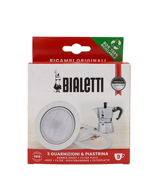 Moka Express Bialetti 3x Gummiring + bovenfilter 9T